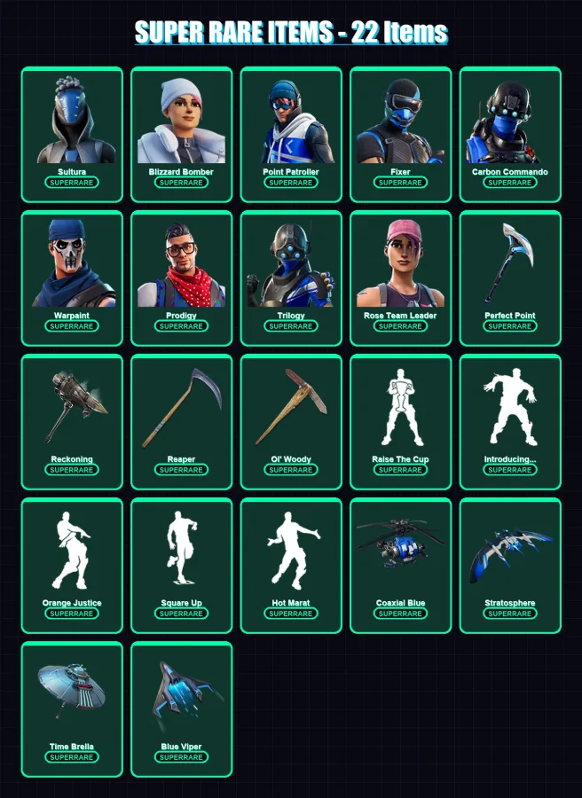 [PC/XBOX] | Sultura | Blizzard Bomber | Point Patroller | Fixer | Carbon Commando | 264 skin | 269 pickaxe | 219 emote | 241 glider | Lv2769