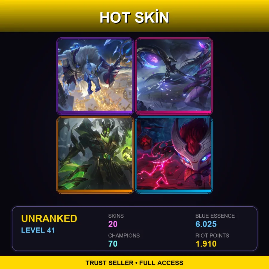 TR | Lv41 | Unranked | 20 Skin | 70 Champ — LoL account