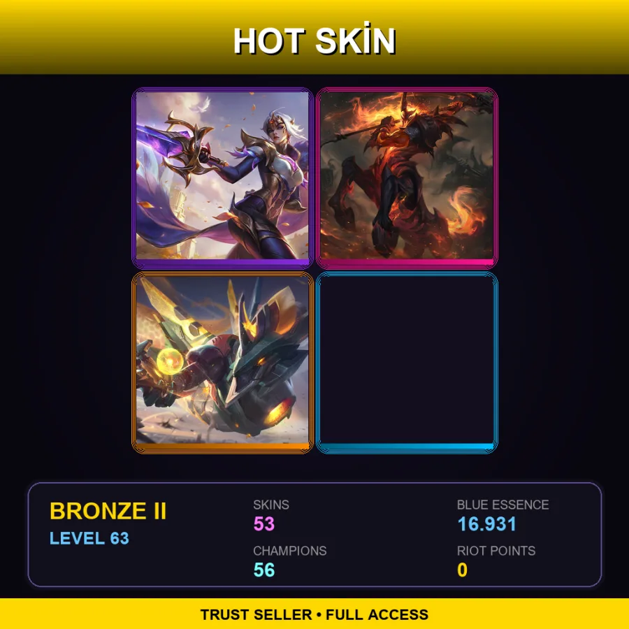 NA | Lv63 | Bronze II | 53 Skin | 56 Champ