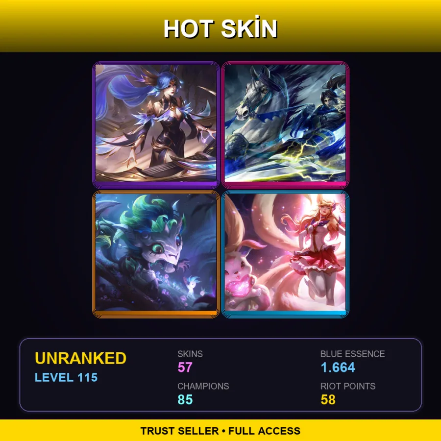 LAS | Lv115 | Unranked | 57 Skin | 85 Champ — Glacial Malphite