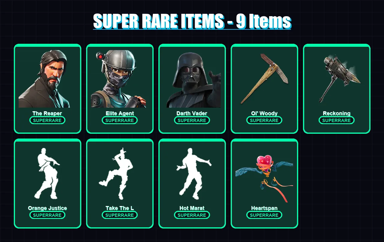 [SWITCH/PC] | The Reaper | Elite Agent | Darth Vader | Blackheart | The Prisoner | 126 skin | 143 pickaxe | 132 emote | 128 glider | Lv2493
