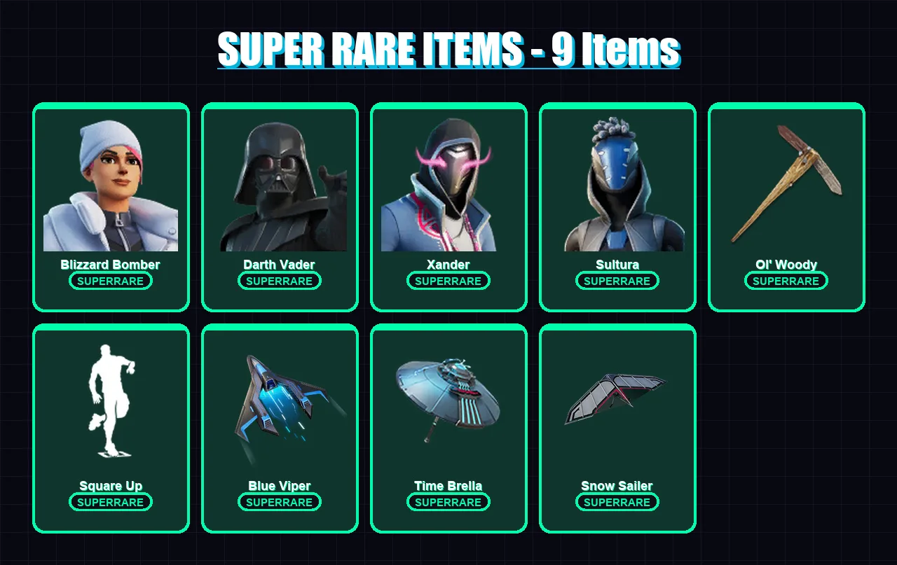 [PC/XBOX/PSN] | Blizzard Bomber | Darth Vader | Xander | Sultura | Malik | 204 skin | 263 pickaxe | 176 emote | 164 glider | Lv3884