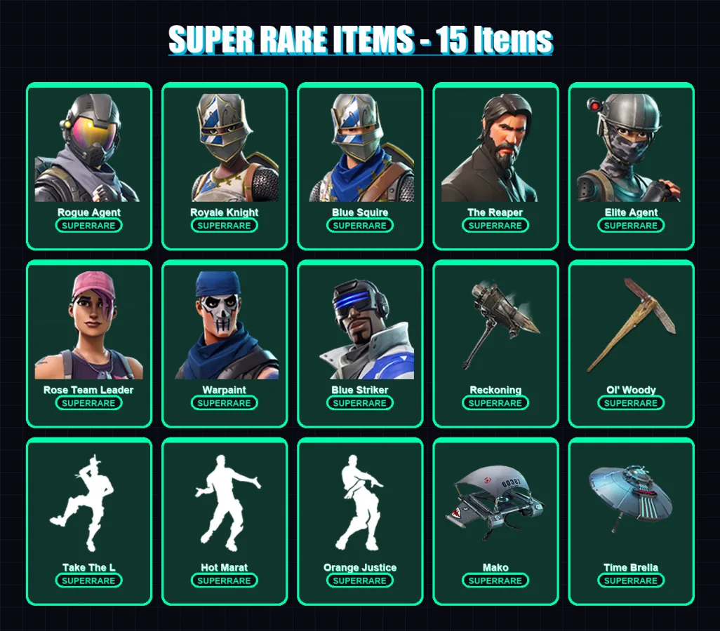 [PS4/PS5/XBOX/PC] | Rogue Agent | Royale Knight | Blue Squire | The Reaper | Elite Agent | 46 skin | 41 pickaxe | 43 emote | 49 glider | Lv749