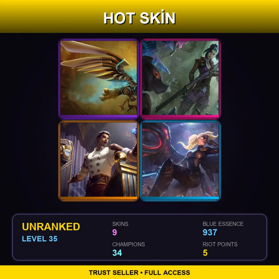 EUNE | Lv35 | Unranked | 9 Skin | 34 Champ