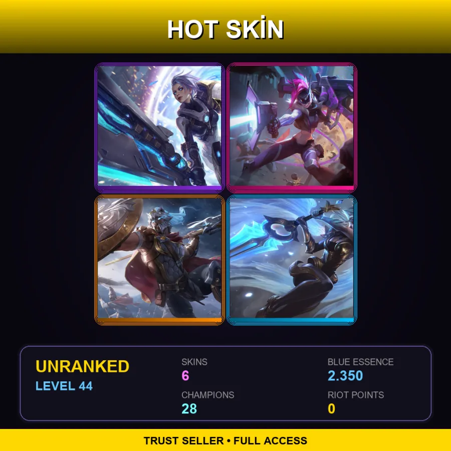 LAN | Lv44 | Unranked | 6 Skin | 28 Champ — LoL account