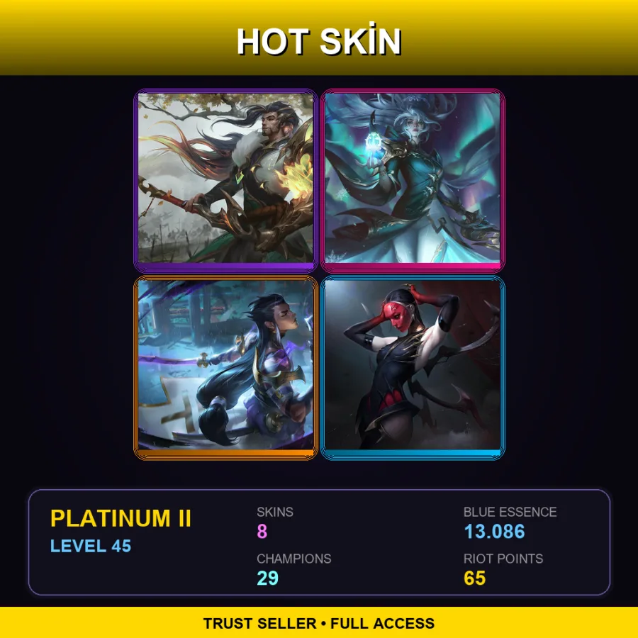 TR | Lv45 | Platinum II | 8 Skin | 29 Champ
