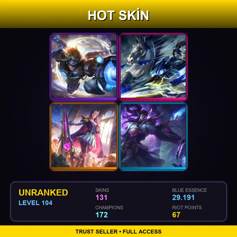 EUW | Lv104 | Unranked | 131 Skin | 172 Champ