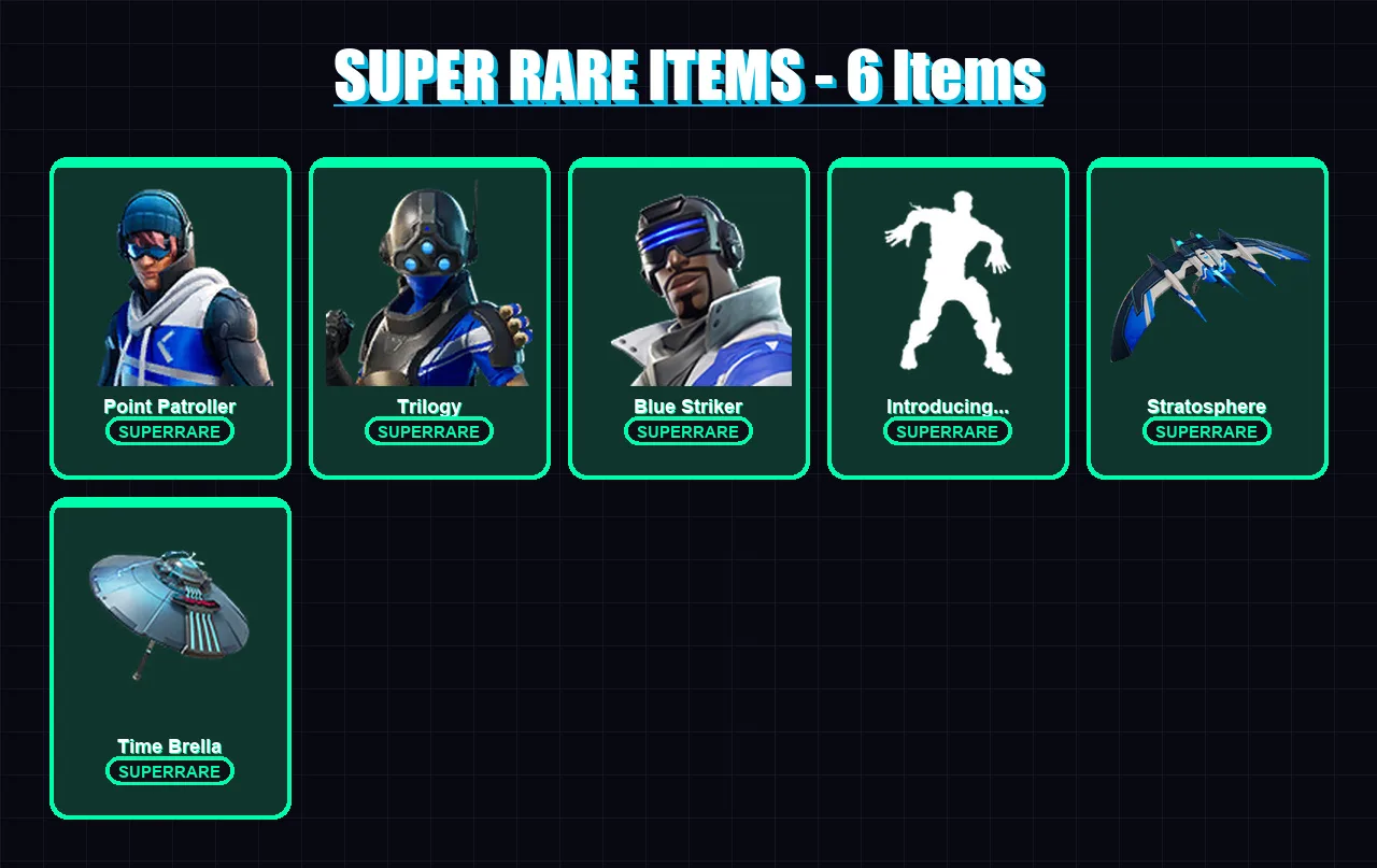 [PS4/PS5/XBOX/PC] | Point Patroller | Trilogy | Blue Striker | Cyclo | Fade | 36 skin | 60 pickaxe | 46 emote | 61 glider | Lv923