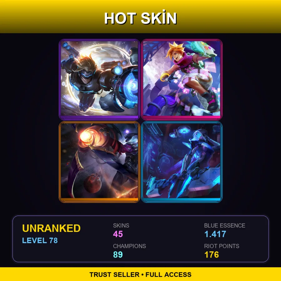 TW | Lv78 | Unranked | 45 Skin | 89 Champ — Vindicator Vayne