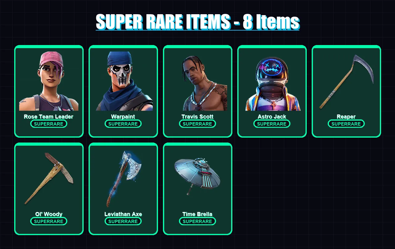 [PC/XBOX/PSN] | Rose Team Leader | Warpaint | Travis Scott | Astro Jack | Blaze | 134 skin | 127 pickaxe | 127 emote | 109 glider | Lv1569