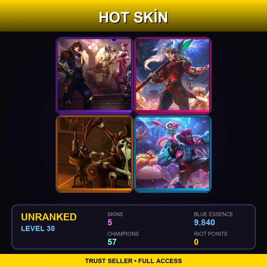 TR | Lv30 | Unranked | 5 Skin | 57 Champ