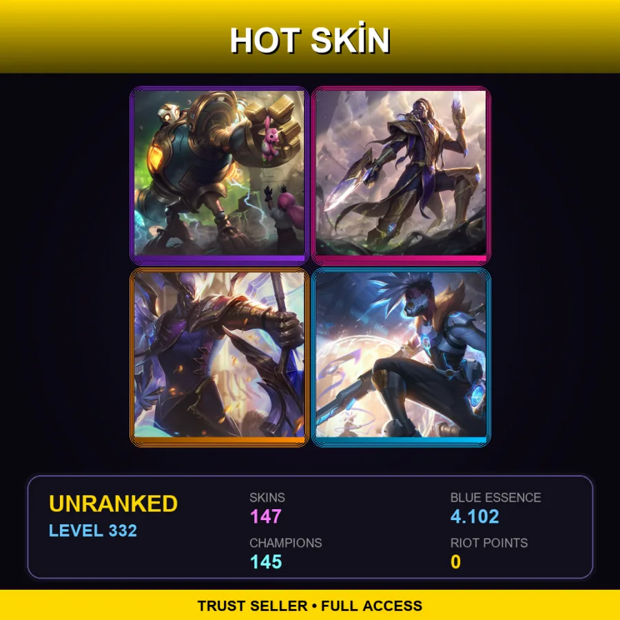 VN | Victorious Blitzcrank | Victorious Lucian | Victorious Aatrox | Pulsefire Ekko | 147 Skin | 145 Champ | Lv332