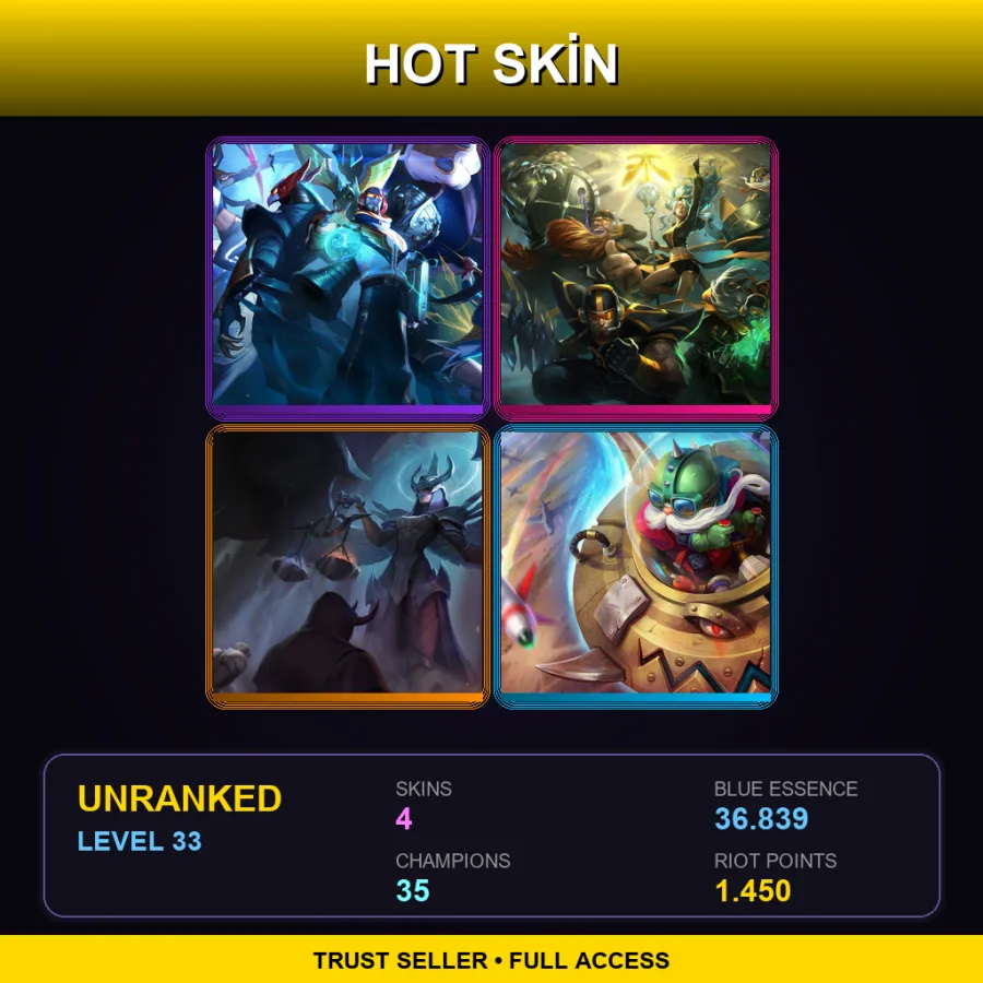 EUW | Lv33 | Unranked | 4 Skin | 35 Champ
