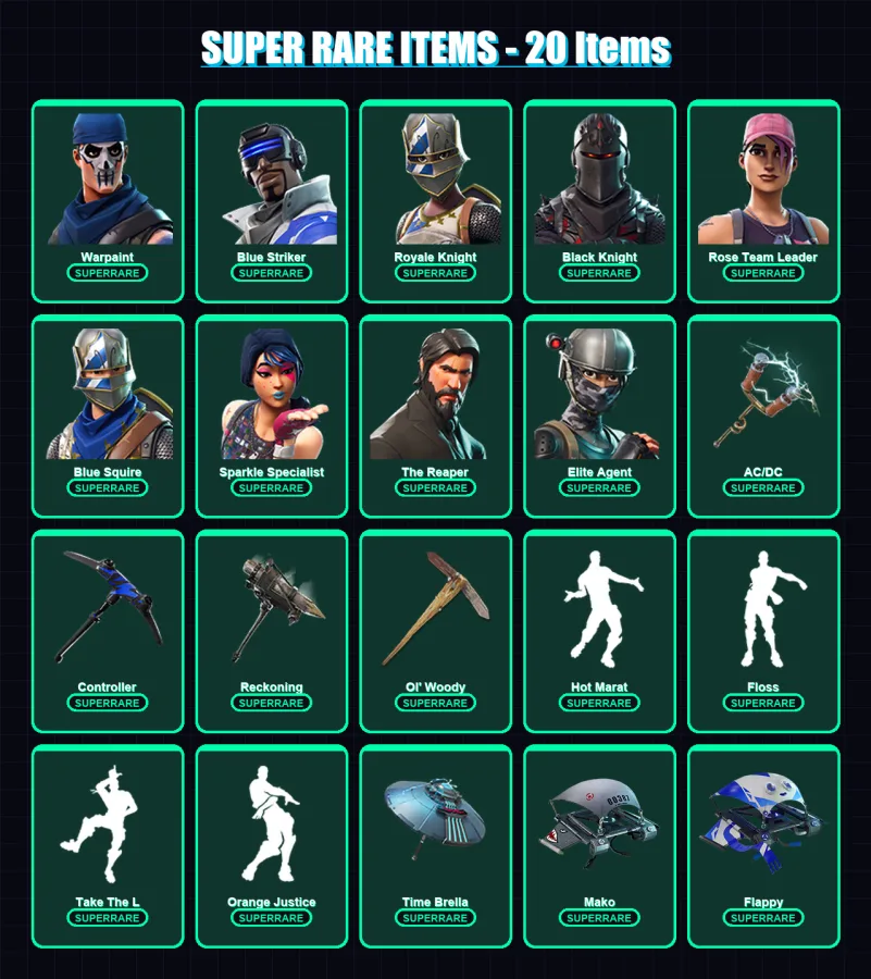 [PS4/PS5/PC] | Warpaint | Blue Striker | Royale Knight | Black Knight | Rose Team Leader | 45 skin | 55 pickaxe | 67 emote | 65 glider | Lv876 — Fortnite account