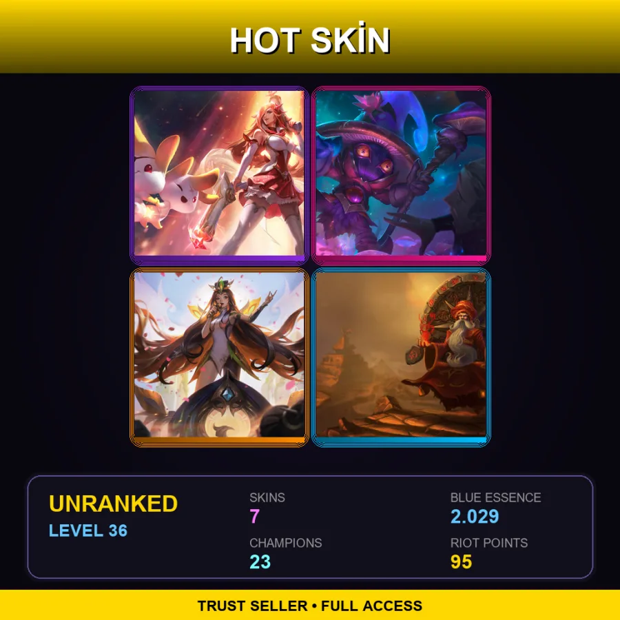 EUW | Lv36 | Unranked | 7 Skin | 23 Champ — LoL account