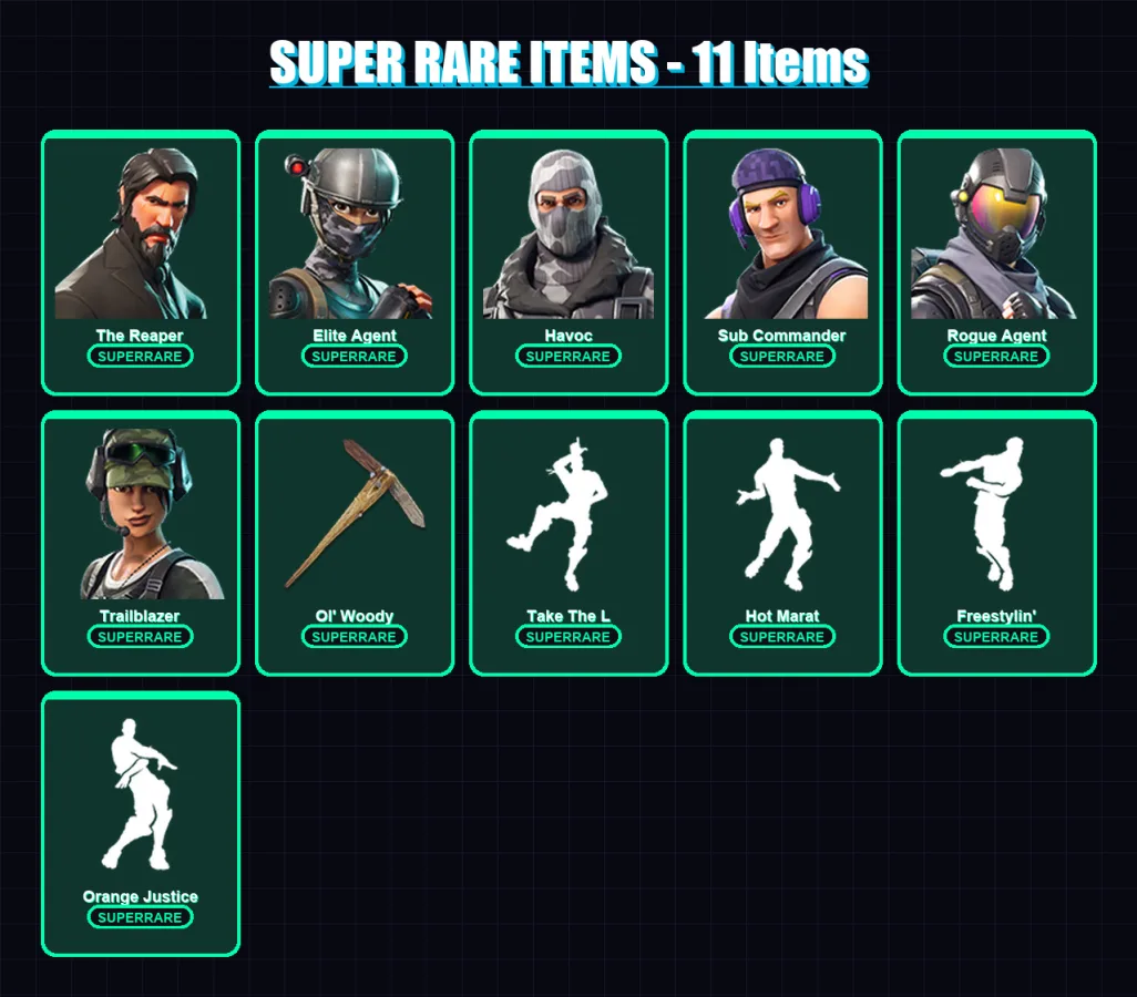[PC/PSN] | The Reaper | Elite Agent | Havoc | Sub Commander | Rogue Agent | 21 skin | 18 pickaxe | 18 emote | 15 glider | Lv214 — Fortnite account