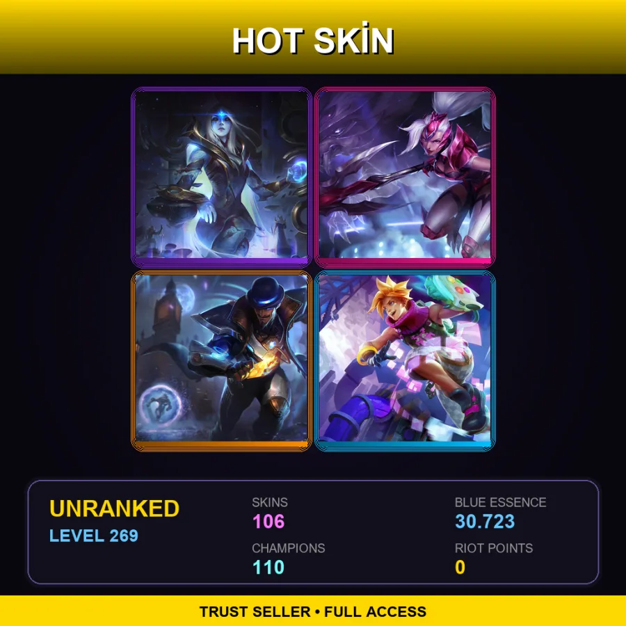 VN | Lv269 | Unranked | 106 Skin | 110 Champ — LoL account