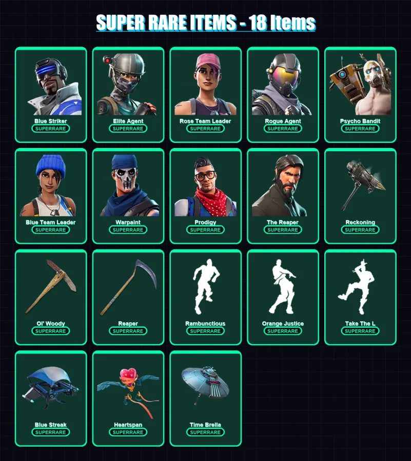 [PS4/PS5/XBOX/PC] | Blue Striker | Elite Agent | Rose Team Leader | 112 skin | Lv1494 — Fortnite account