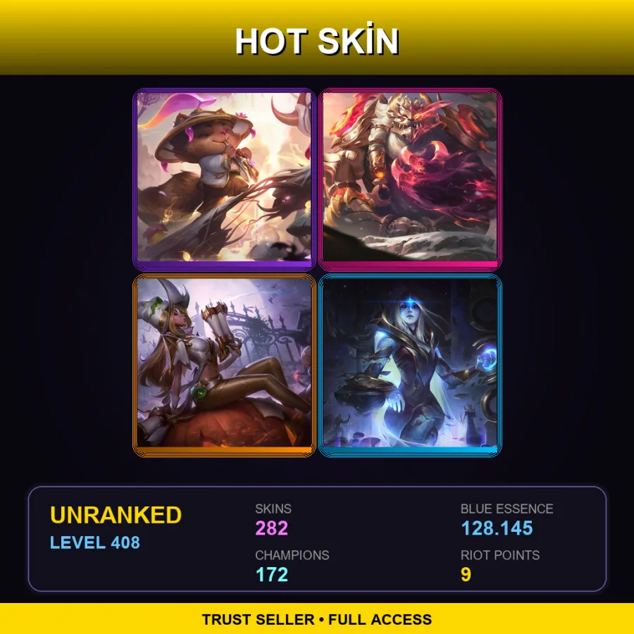 BR | Lv408 | Unranked | 282 Skin | 172 Champ