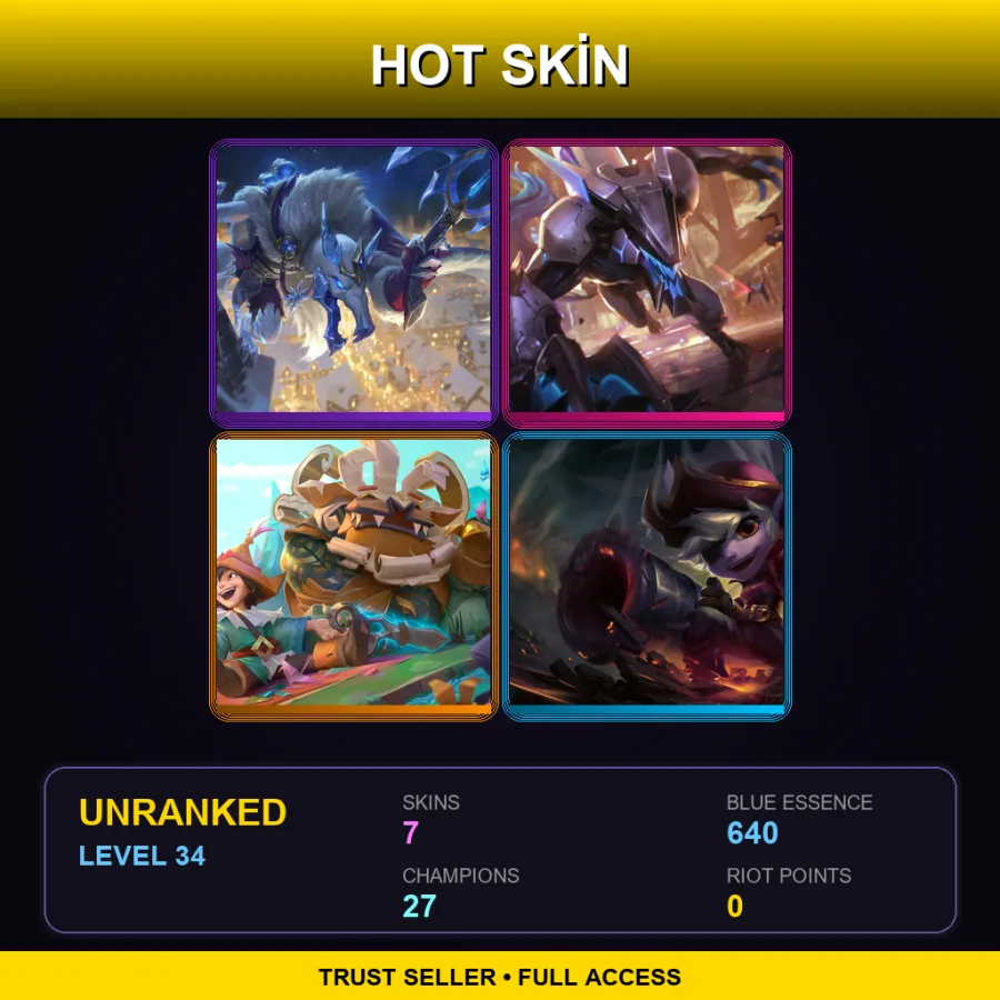 LAS | Lv34 | Unranked | 7 Skin | 27 Champ — Ice King Twitch