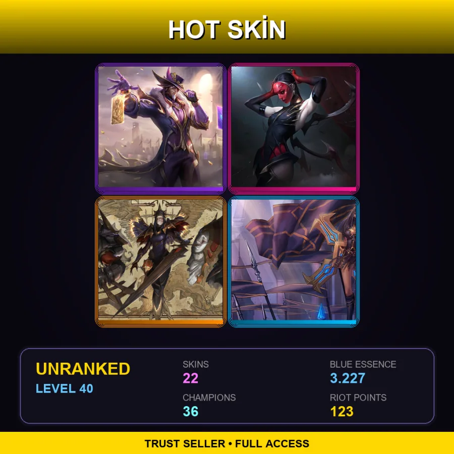 LAN | Lv40 | Unranked | 22 Skin | 36 Champ — LoL account