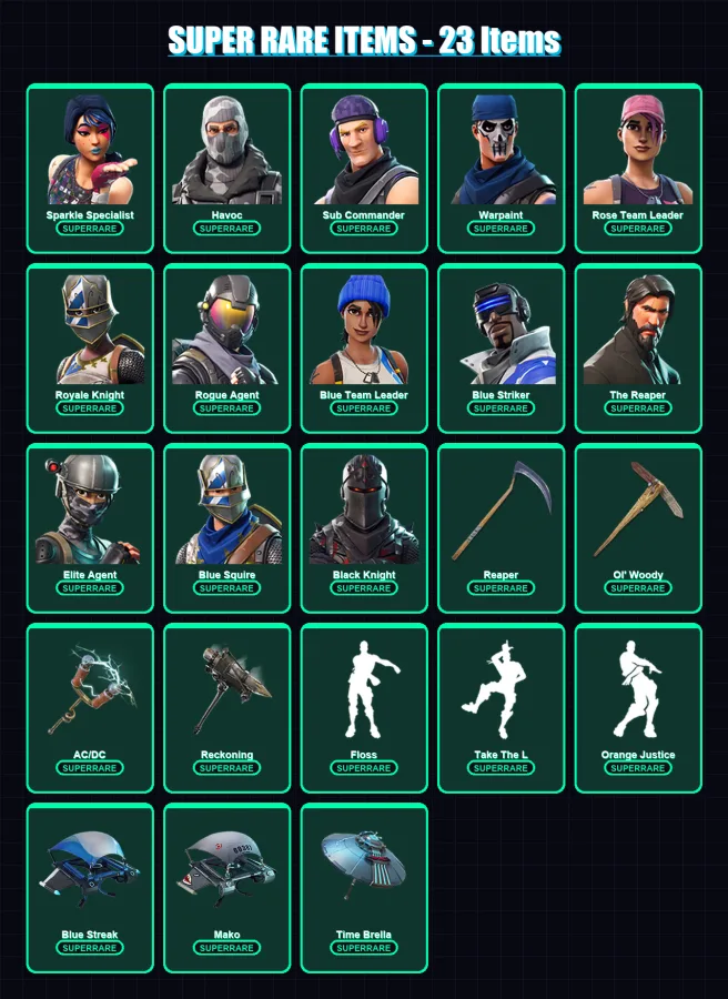 [PC/XBOX/PSN] | Sparkle Specialist | Havoc | Sub Commander | Warpaint | Rose Team Leader | 107 skin | 97 pickaxe | 88 emote | 88 glider | Lv1361