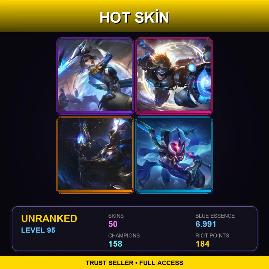VN | Lv95 | Unranked | 50 Skin | 158 Champ — LoL account