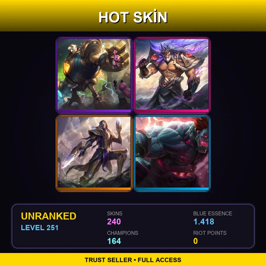 TW | Lv251 | Unranked | 240 Skin | 164 Champ