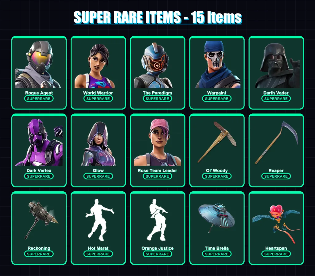 [PC/PSN] | Rogue Agent | World Warrior | The Paradigm | Warpaint | Darth Vader | 218 skin | 139 pickaxe | 148 emote | 127 glider | Lv1441