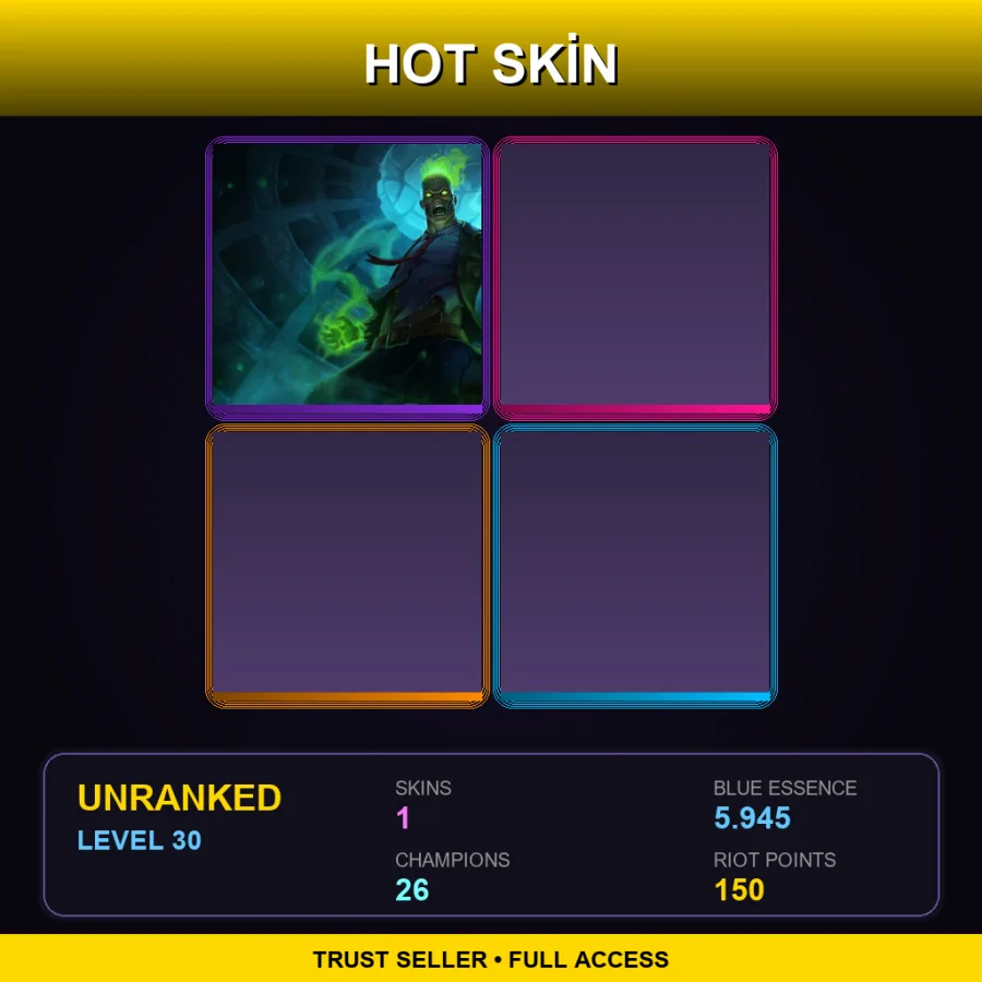 EUW | Lv30 | Unranked | 1 Skin | 26 Champ