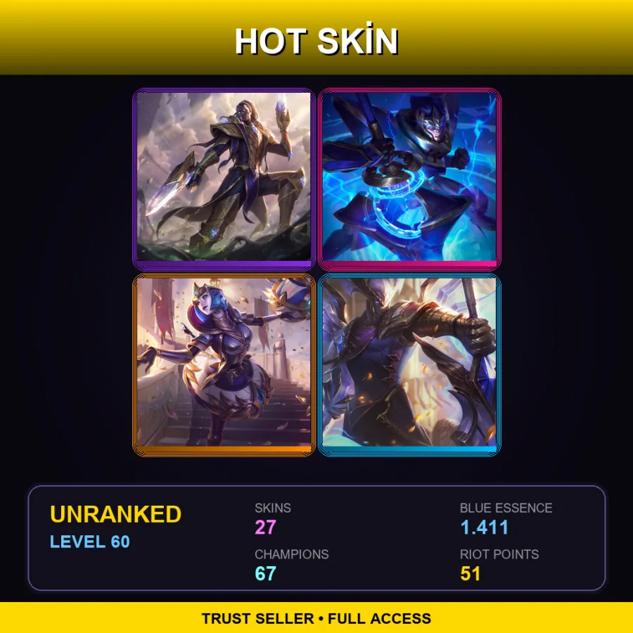 EUNE | Lv60 | Unranked | 27 Skin | 67 Champ — LoL account