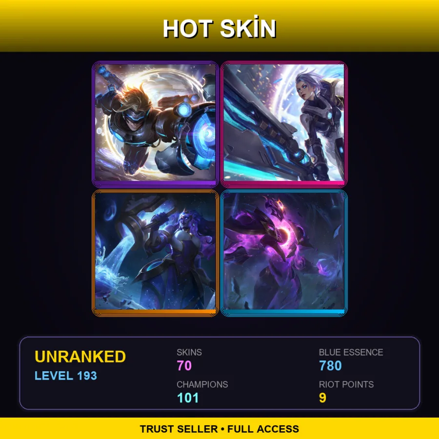 VN | Lv193 | Unranked | 70 Skin | 101 Champ — LoL account