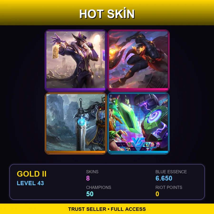 NA | Lv43 | Gold II | 8 Skin | 50 Champ — LoL account
