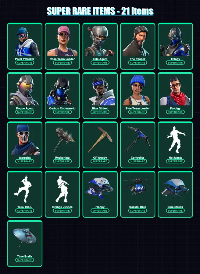 [PC/XBOX/PSN] | Point Patroller | Rose Team Leader | Elite Agent | The Reaper | Trilogy | 86 skin | 116 pickaxe | 123 emote | 119 glider | Lv1924 — Fortnite account