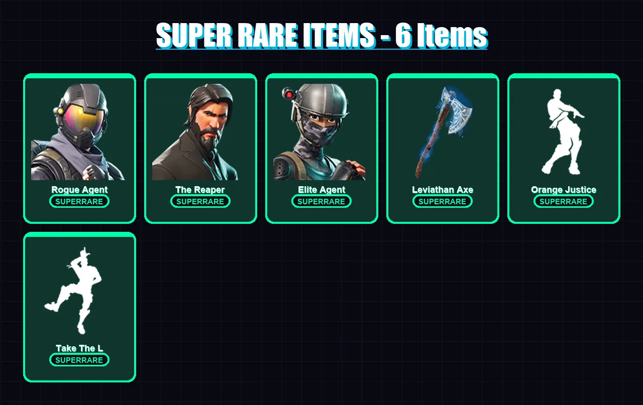 [PS4/PS5/XBOX/PC] | Rogue Agent | The Reaper | Elite Agent | Drift | Vi | 89 skin | 107 pickaxe | 74 emote | 89 glider | Lv1128