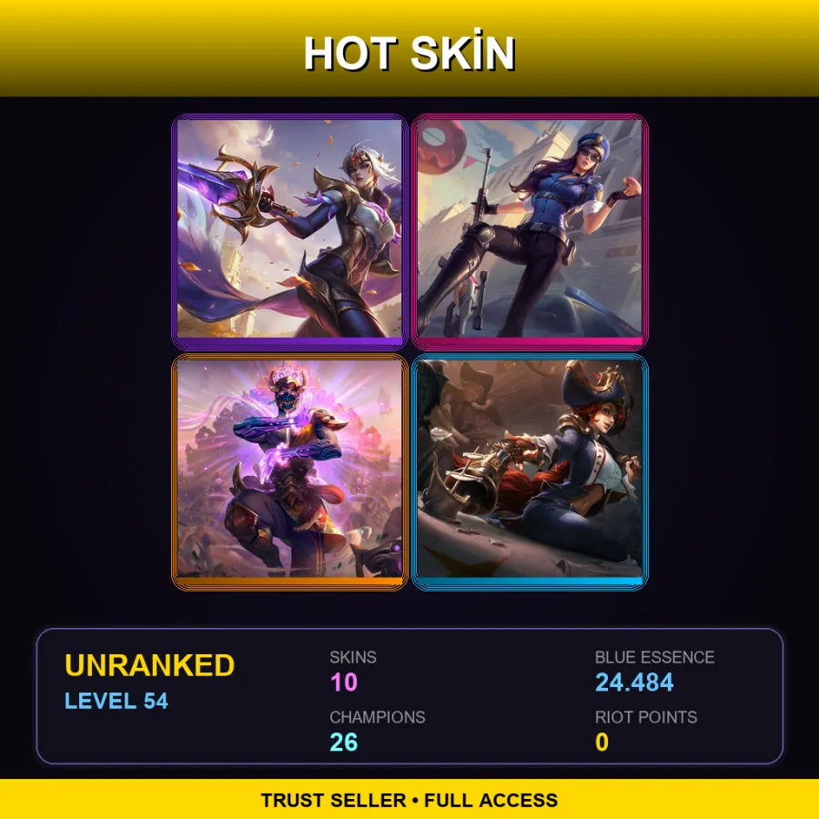 EUW | Lv54 | Unranked | 10 Skin | 26 Champ