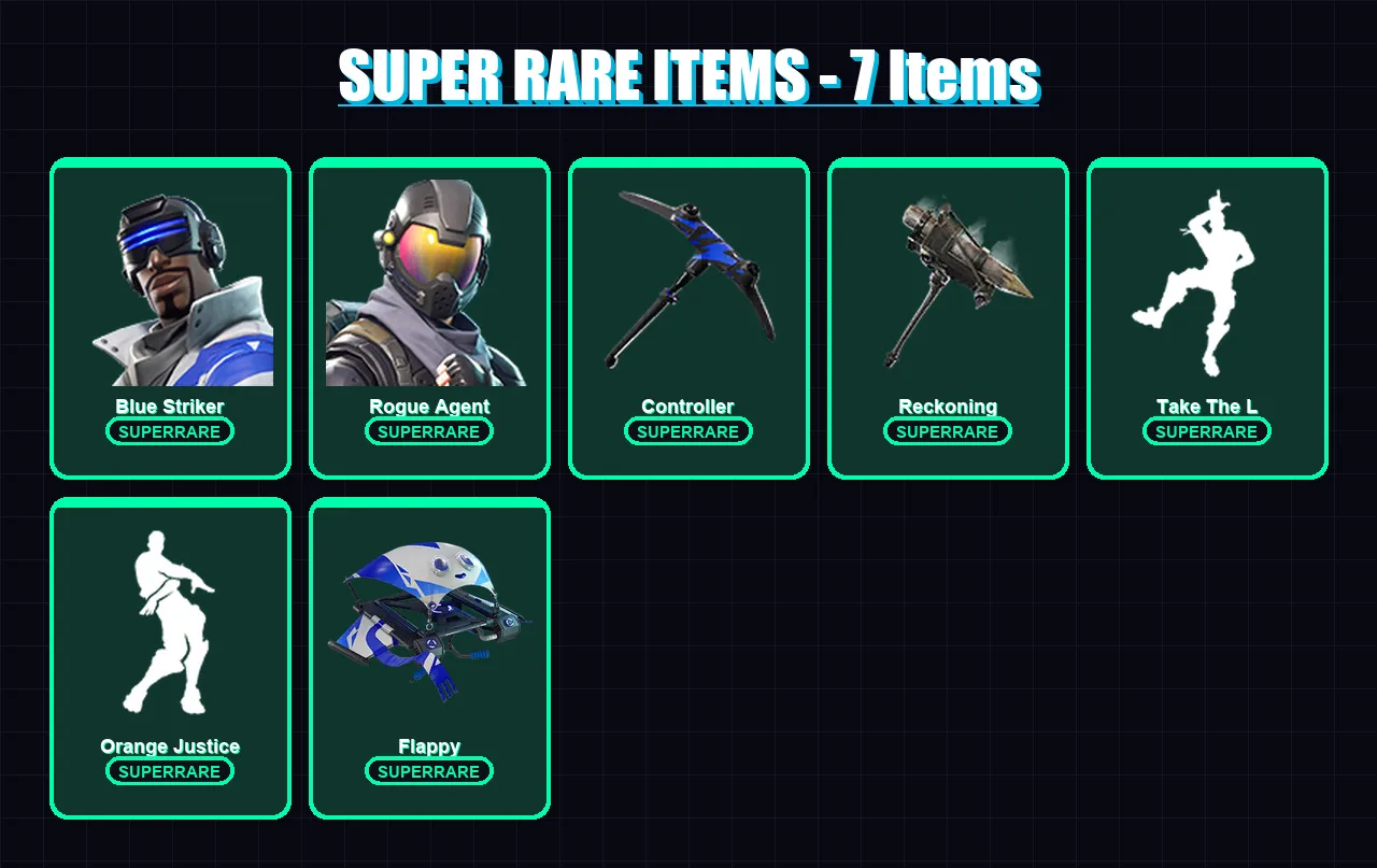 [PC/XBOX/PSN] | Blue Striker | Rogue Agent | Zenith | Drift | Carbide | 29 skin | 30 pickaxe | 39 emote | 38 glider | Lv564 — Fortnite account