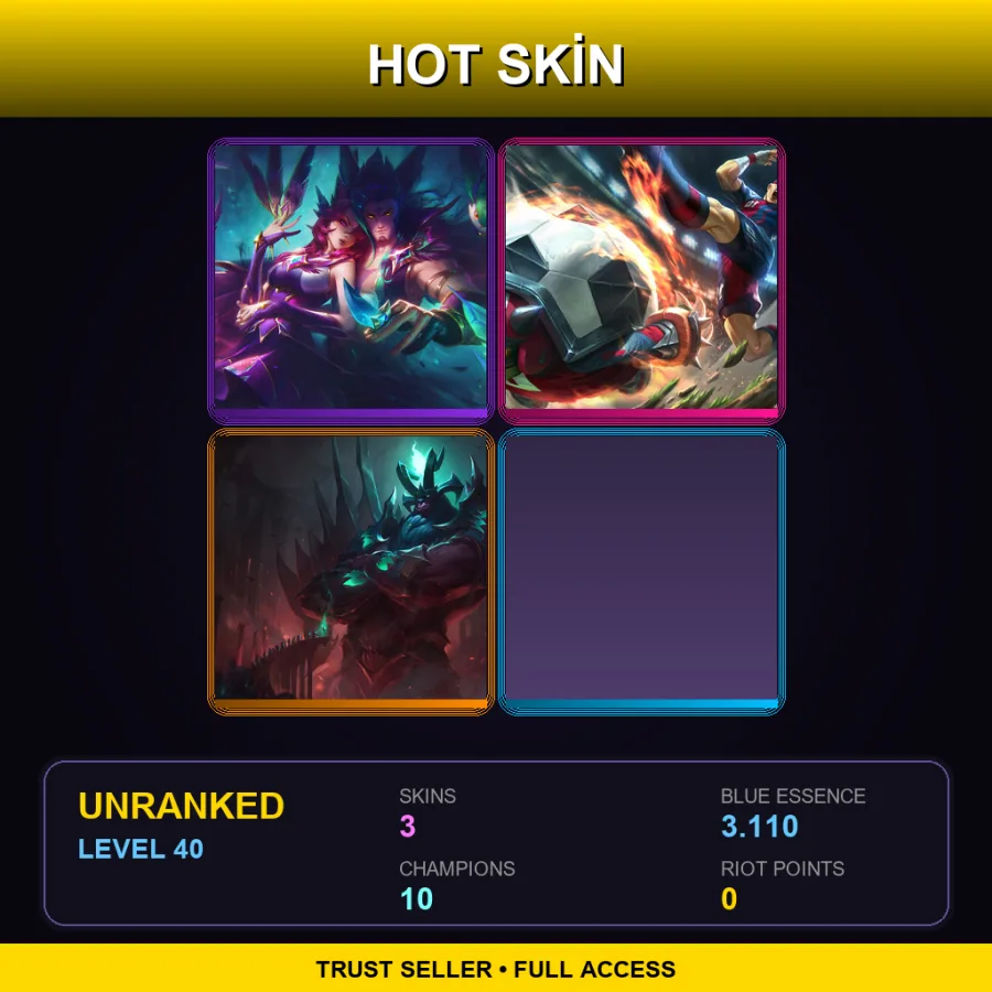 LAS | Lv40 | Unranked | 3 Skin | 10 Champ — Star Guardian Rakan