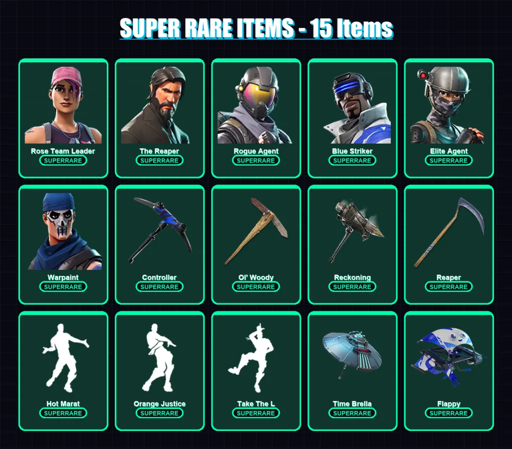 [PC/PSN] | Rose Team Leader | The Reaper | Rogue Agent | Blue Striker | Elite Agent | 74 skin | 57 pickaxe | 58 emote | 62 glider | Lv848