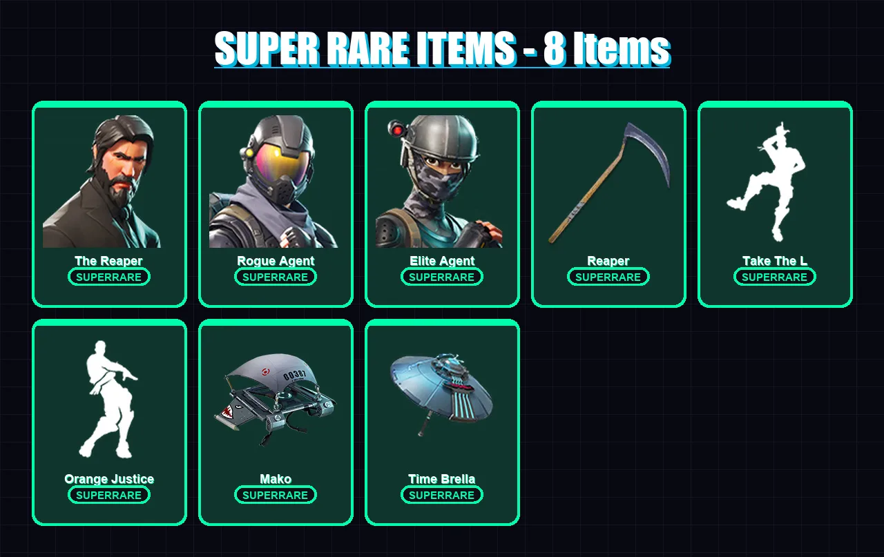 [PC/XBOX] | The Reaper | Rogue Agent | Elite Agent | The Visitor | Carbide | 82 skin | 130 pickaxe | 108 emote | 129 glider | Lv2029 — Fortnite account
