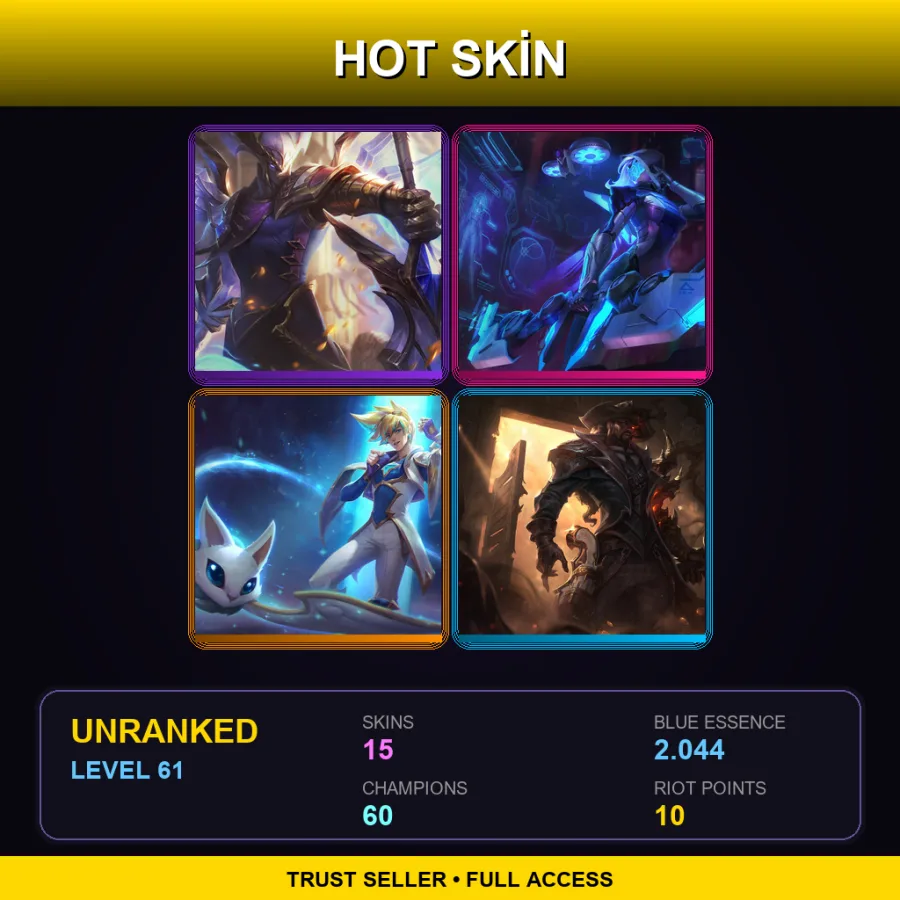 EUW | Victorious Aatrox | PROJECT: Ashe | Star Guardian Ezreal | High Noon Lucian | 15 Skin | 60 Champ | Lv61