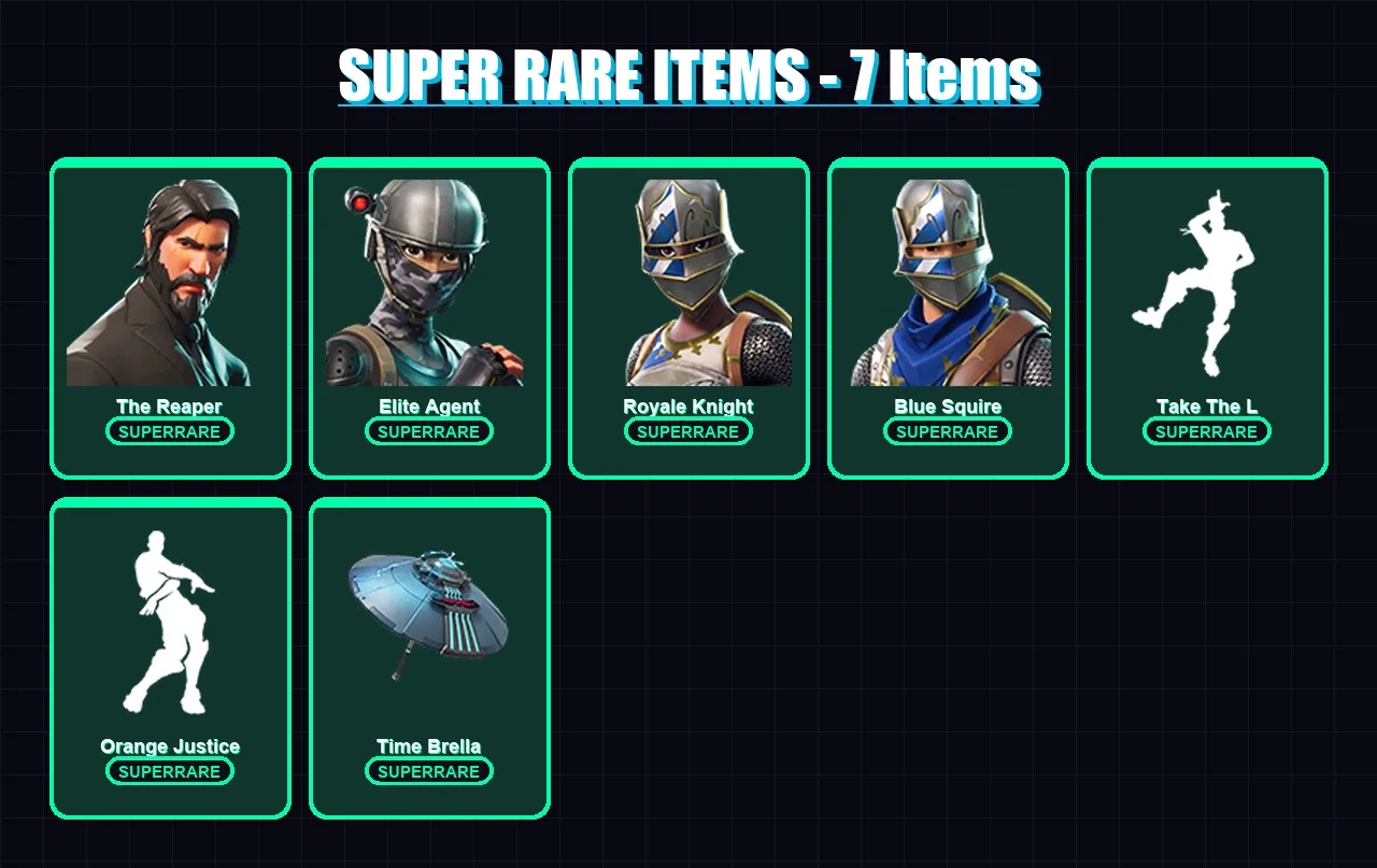 [PC/XBOX] | The Reaper | Elite Agent | Royale Knight | Blue Squire | Dark Voyager | 59 skin | 61 pickaxe | 60 emote | 76 glider | Lv1301