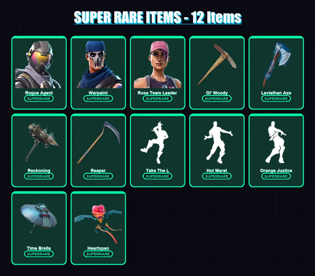 [PC/XBOX/PSN] | Rogue Agent | Warpaint | Rose Team Leader | Valeria | Rox | 152 skin | 177 pickaxe | 156 emote | 169 glider | Lv2597