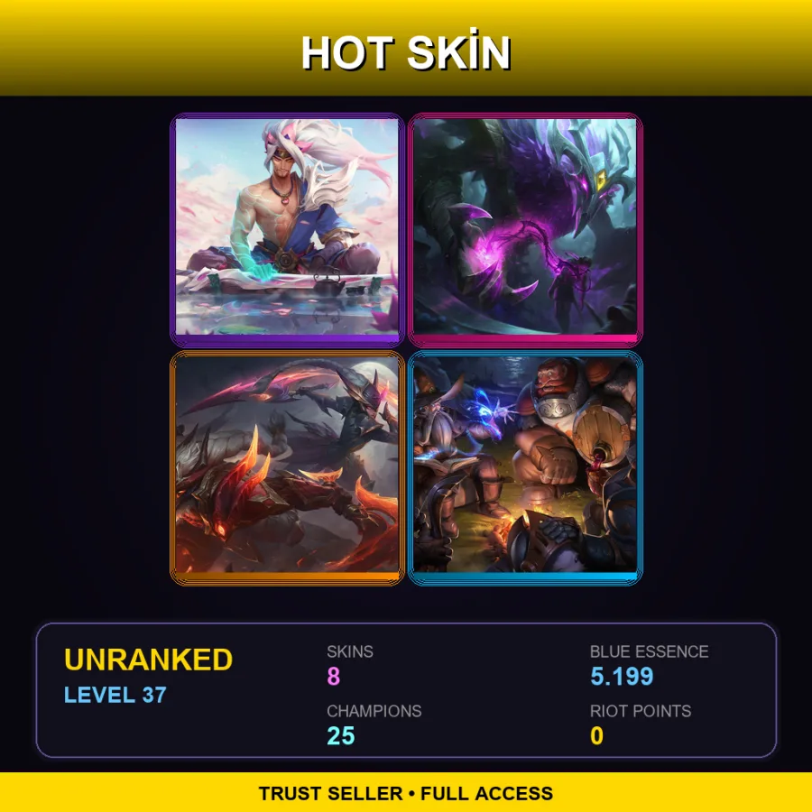 LAN | Lv37 | Unranked | 8 Skin | 25 Champ