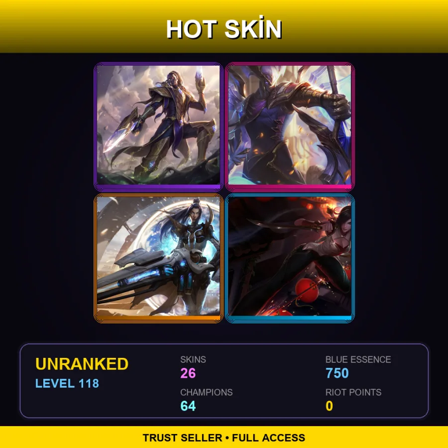 LAS | Lv118 | Unranked | 26 Skin | 64 Champ — LoL account