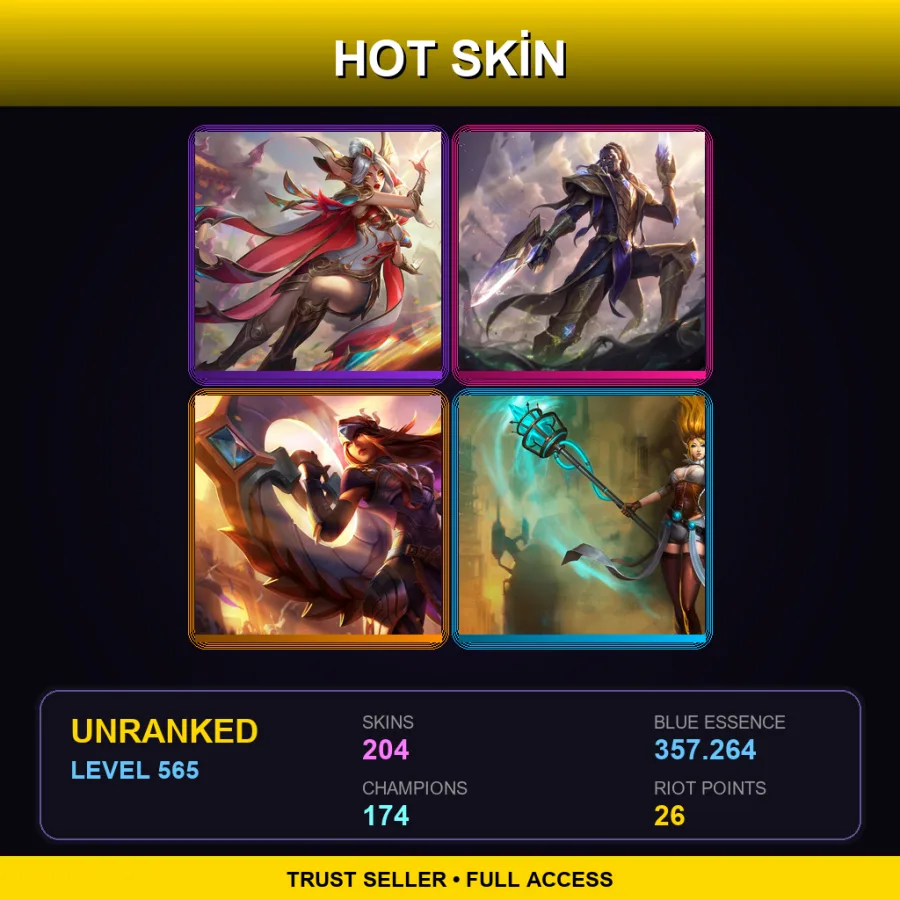 VN | Lv565 | Unranked | 204 Skin | 174 Champ