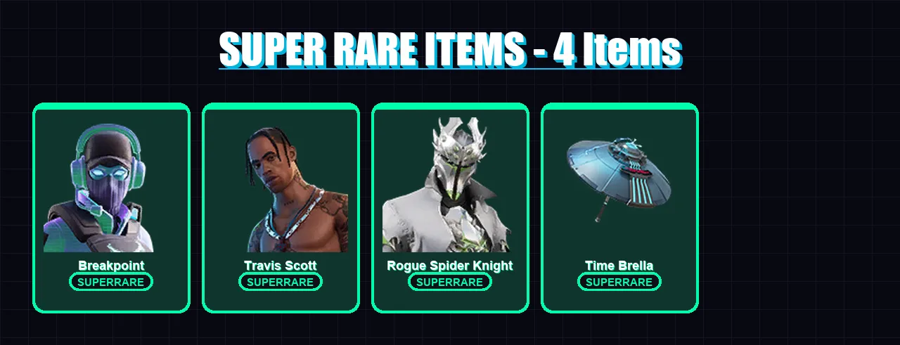 [PC/PSN] | Breakpoint | Travis Scott | Rogue Spider Knight | Kymera | Sentinel | 96 skin | 89 pickaxe | 86 emote | 84 glider | Lv1206