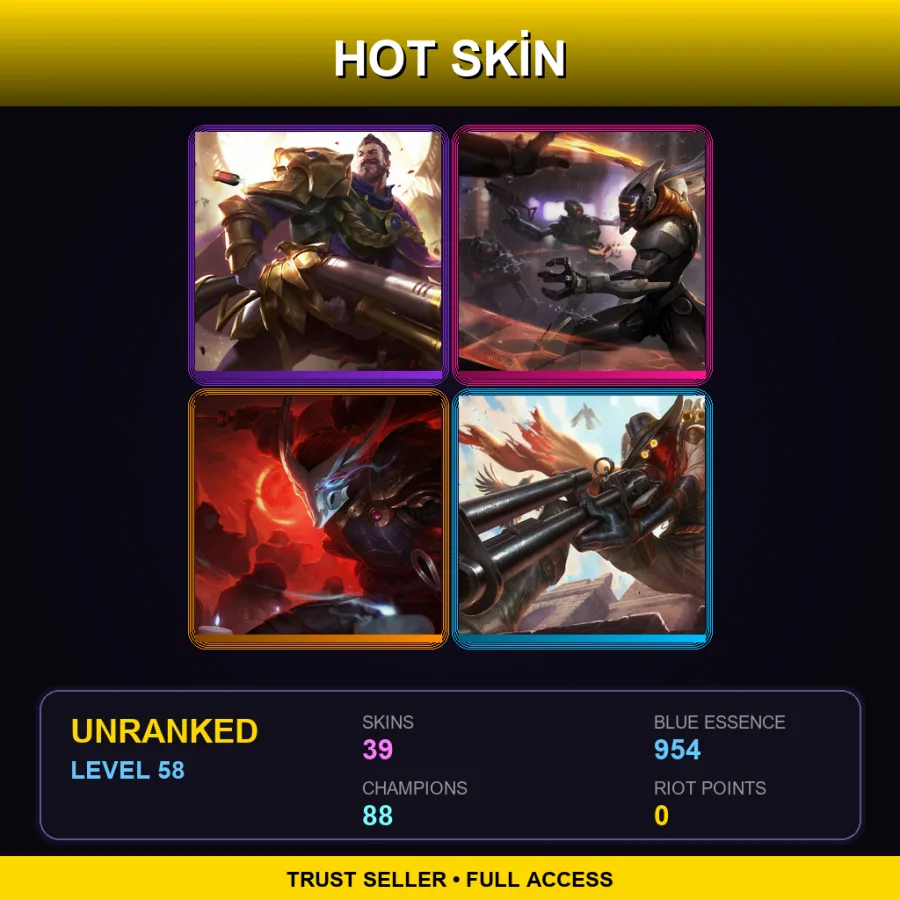VN | Lv58 | Unranked | 39 Skin | 88 Champ — LoL account