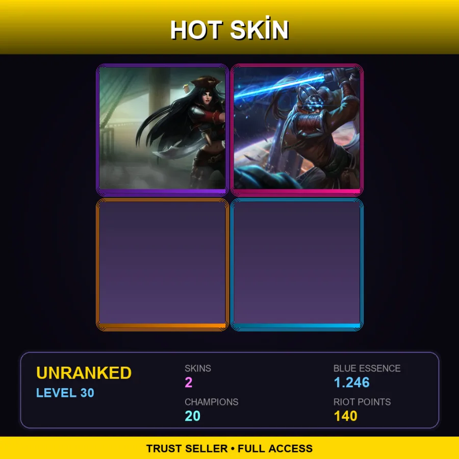 RU | Lv30 | Unranked | 2 Skin | 20 Champ