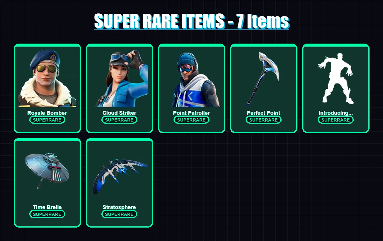[PC/XBOX/PSN] | Royale Bomber | Cloud Striker | Point Patroller | Krampus | Fade | 42 skin | 49 pickaxe | 63 emote | 65 glider | Lv877